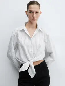 MANGO Women Striped Pure Cotton Casual Shirt