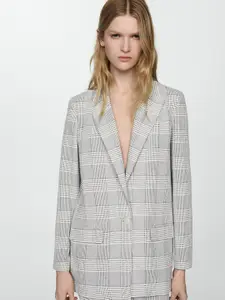 MANGO Checked Single-Breasted Blazer