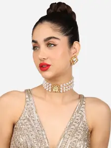 Zaveri Pearls Gold-Plated Necklace and Earrings