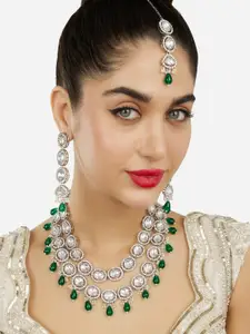 Zaveri Pearls Silver-Plated Necklace and Earrings