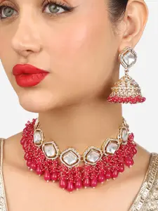 Zaveri Pearls Gold-Plated Necklace and Earrings