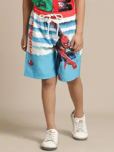 Kids Ville Boys Spiderman Printed Mid-Rise Shorts