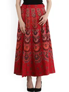 Exotic India Block-Printed Sanganeri Wrap-Around Skirt