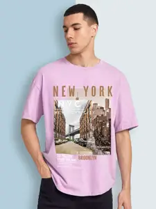 CHKOKKO Men Printed Raw Edge T-shirt