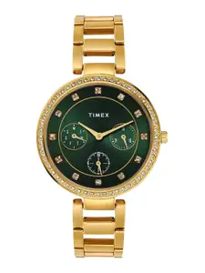 Timex Women Embellished Dial & Stainless Steel Straps Analogue Watch TWEL18700