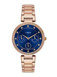 Timex Women Brass Dial & Stainless Steel Bracelet Style Straps Analogue Watch TWEL18703
