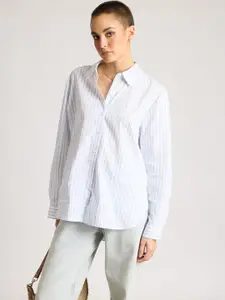 FREAKINS Vertical Striped Cotton Casual Shirt