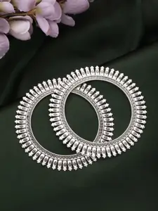 Jazz and Sizzle Set of 2 Oxidised Silver-Plated Textured Bangles