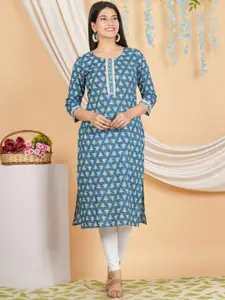 KALINI Floral Printed Straight Kurta