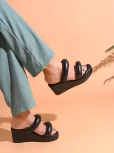 JM Looks Open Toe Wedge Heels