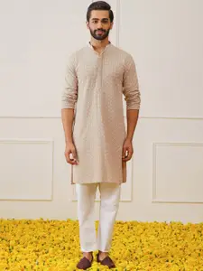 Jompers Embroidered Regular Thread Work Pure Cotton Kurta with Pyjamas