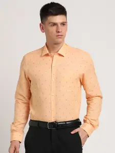 Turtle Men Classic Slim Fit Opaque Printed Formal Shirt