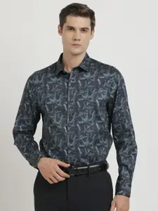 Turtle Men Classic Slim Fit Floral Opaque Printed Party Shirt
