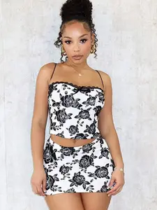 LULU & SKY Printed Crop Top With Skirt
