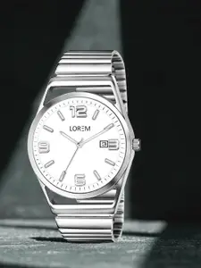 LOREM Men Embellished Dial & Stainless Steel Bracelet Style Straps Analogue Watch LR157-A