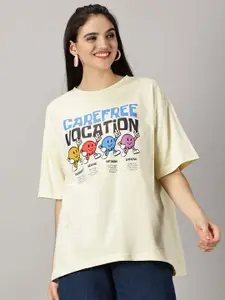 THE HOLLANDER Graphic Printed Drop-Shoulder Sleeves Pure Cotton Oversized T-shirt