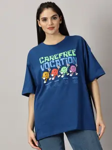 THE HOLLANDER Graphic Printed Drop-Shoulder Sleeves Pure Cotton Oversized T-shirt