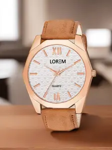 LOREM Men Textured Dial & Synthetic Leather Straps Analogue Watch LR84-A