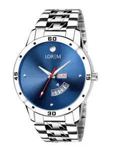 LOREM Men Embellished Dial & Stainless Steel Bracelet Style Straps Analogue Watch LR105-A