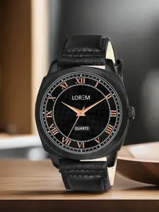 LOREM Men Textured Dial & Synthetic Leather Straps Analogue Watch LR87-A