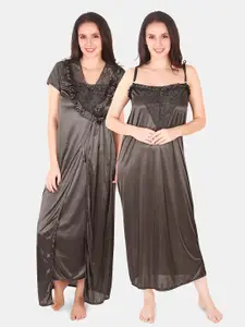 Be You Floral Lace Satin Maxi Nightdress With Robe