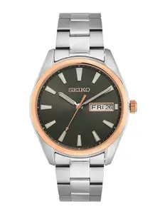 SEIKO Men Mother of Pearl Dial & Stainless Steel Straps Analogue Motion Powered Watch