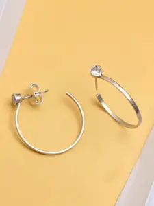 Unniyarcha 92.5 Silver Artificial Stones-Studded Hoop Earrings
