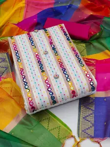 MAHALASA Ethnic Motifs Woven Design Pure Cotton Unstitched Dress Material