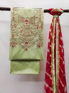 MAHALASA Ethnic Motifs Emboridered Pure Cotton Unstitched Dress Material