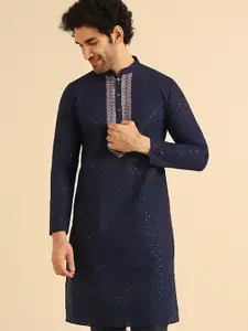 KISAH Ethnic Embroidered Sequined Straight Kurta