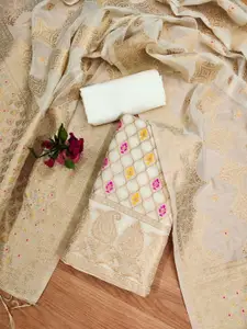 Momina Fashion Pure Silk Geometric Woven Design Unstitched Dress Material