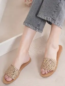 Anouk Textured Open Toe Flats