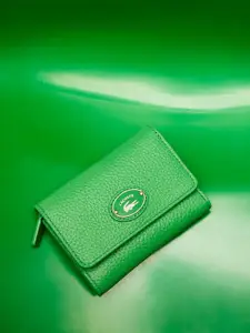 Lacoste Women Textured Leather Three Fold Wallet