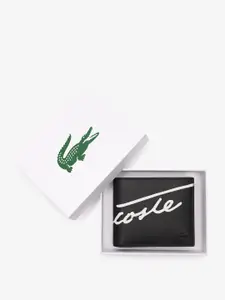 Lacoste Men Typography Printed Leather Two Fold Wallet