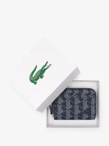 Lacoste Women Geometric Textured RFID PU Zip Around Wallet