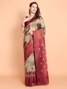 Taslar Woven Design Zari Silk Cotton Banarasi Saree