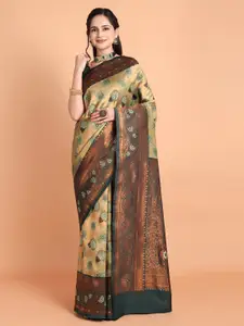 Taslar Ethnic Motifs Woven Design Zari Silk Cotton Banarasi Saree