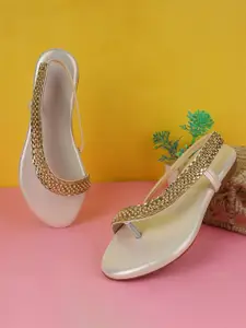 BAESD Embellished Open Toe Flats