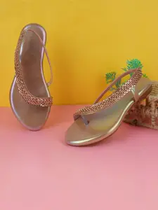 BAESD Embellished Open Toe Flats