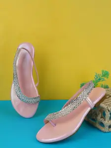 BAESD Embellished Open Toe Flats