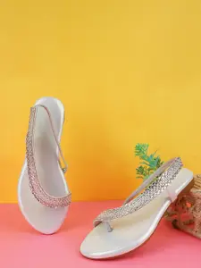 BAESD Embellished Open Toe Flats