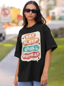 Beetein Lamhein Printed Drop-Shoulder Sleeves Oversized Pure Cotton T-shirt