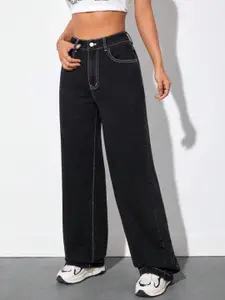 Next One Women Smart Straight Fit High-Rise Clean Look Cotton Jeans