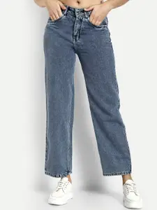Next One Women Smart Straight Fit High-Rise Clean Look Cotton Jeans