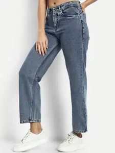 Next One Women Smart Straight Fit High-Rise Clean Look Cotton Jeans