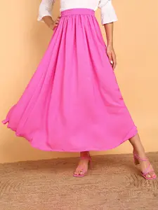 VAHSON Flared Crepe Maxi Skirt