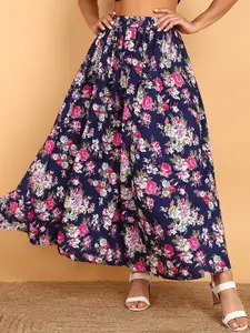 VAHSON Printed Flared Maxi Skirt