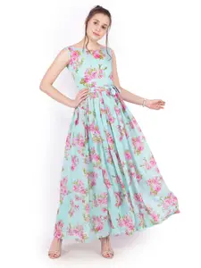 SCORPIUS Floral Print Georgette Maxi Dress