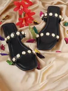 BAESD Embellished Open Toe Flats