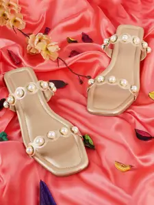 BAESD Embellished Open Toe Flats